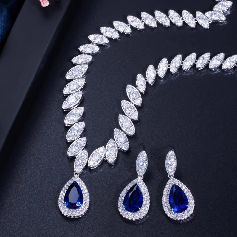 Zirconia Necklace and Earrings Set