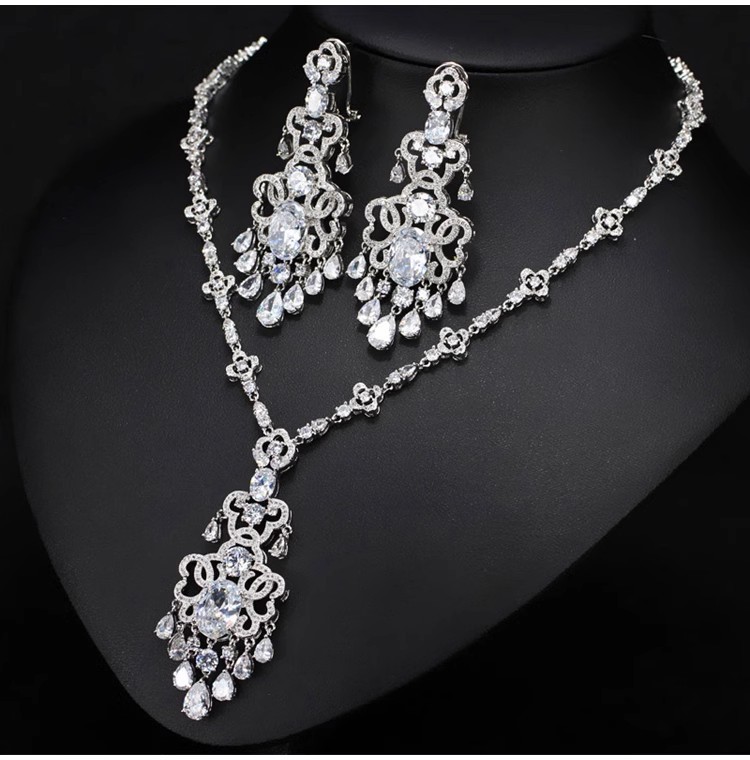Zirconia Necklace and Earrings Set