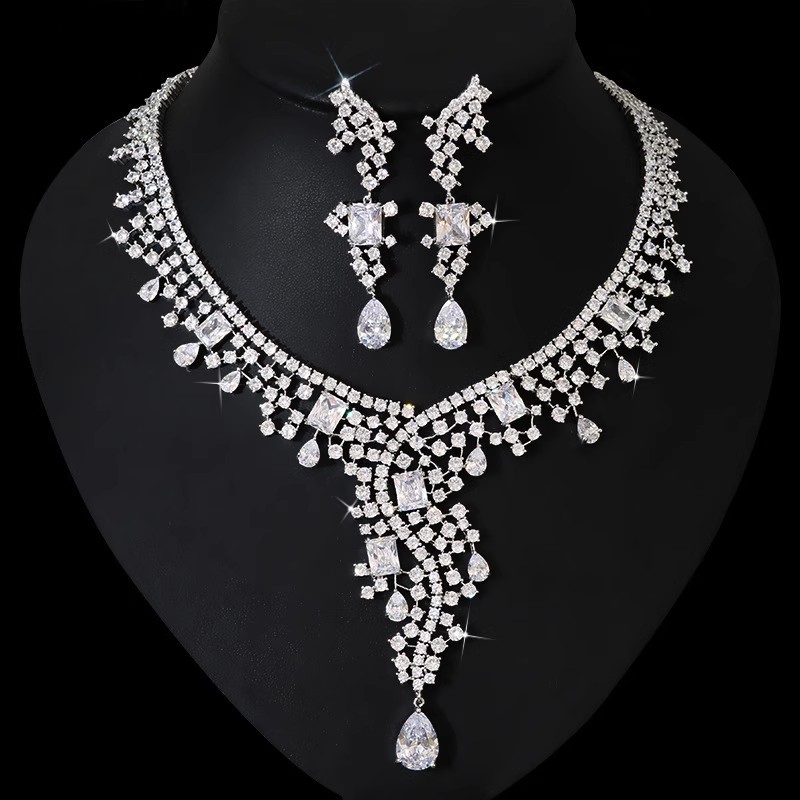 Zirconia Necklace and Earrings Set