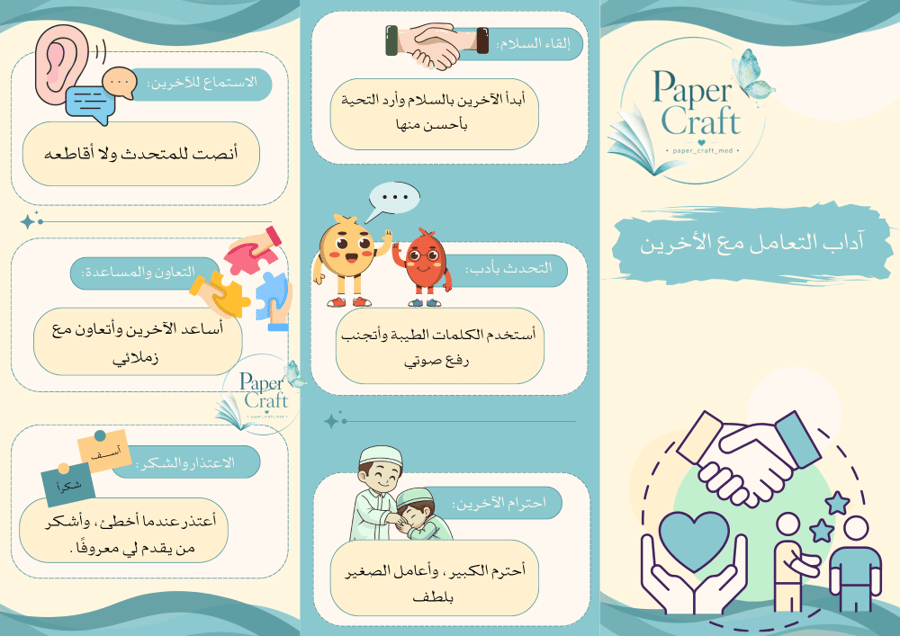 مشروع لغتي الصف الثالث الابتدائي الوحدة الأولى التعامل مع الأخرين