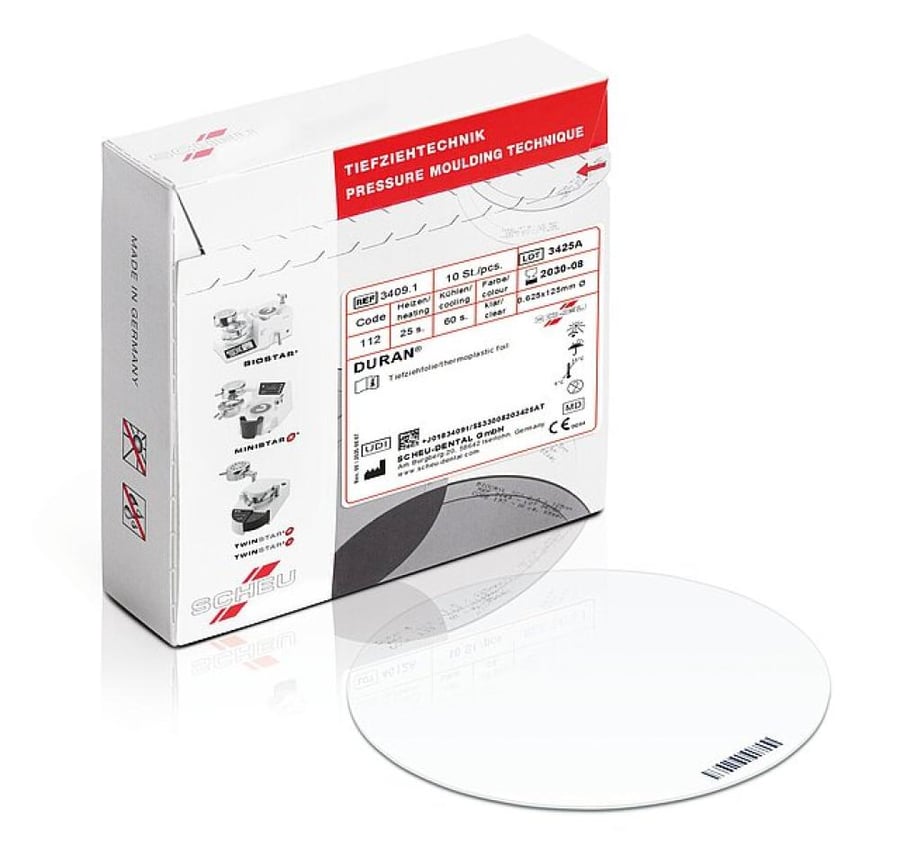 DURAN 0 5x125mm rd box SCHEU PETG thermoforming retainer pack