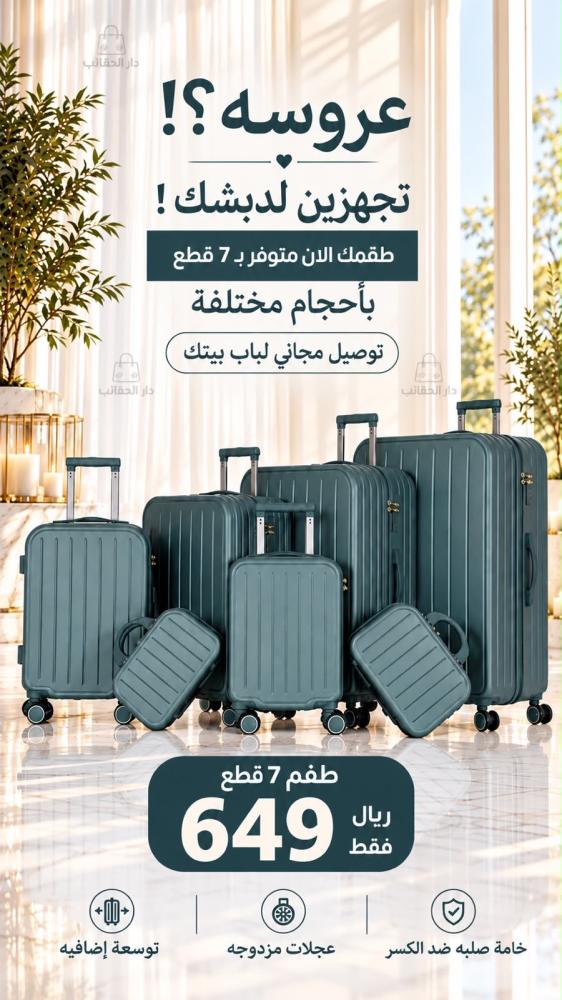 طقم انيق للعرايس والسفر من 7 قطع
