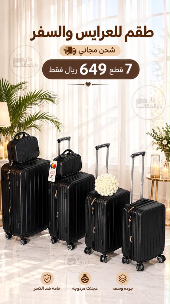 طقم فخم لدبش العرايس والسفر 7 قطع ( اسود )