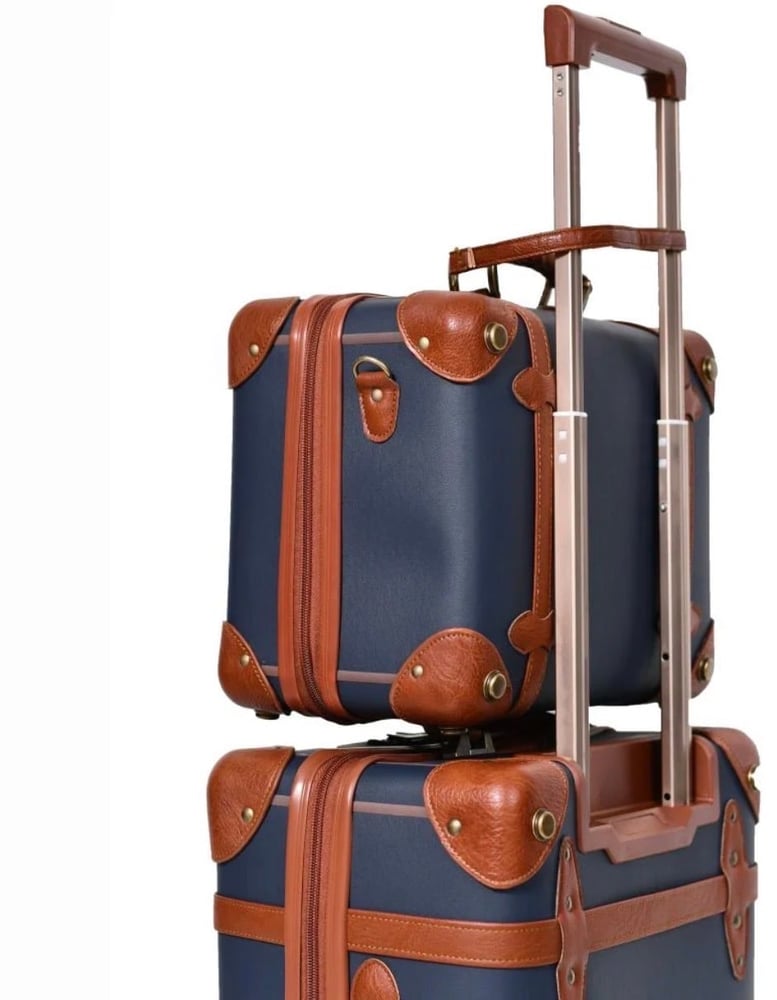 طقم شنط سفر كلاسيكيه يونيووكر uniwalker  ٤ قطع مع عجلات دواره وقفل تي اس ايه وشنطة حمل للنساء والرجال فينتاج لون  كحلي