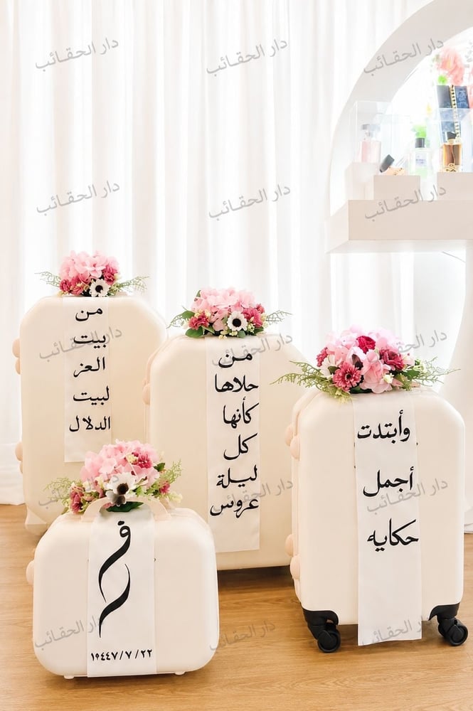 شرائط شنط العروس بتصاميم أنيقة وعبارات مميزة
