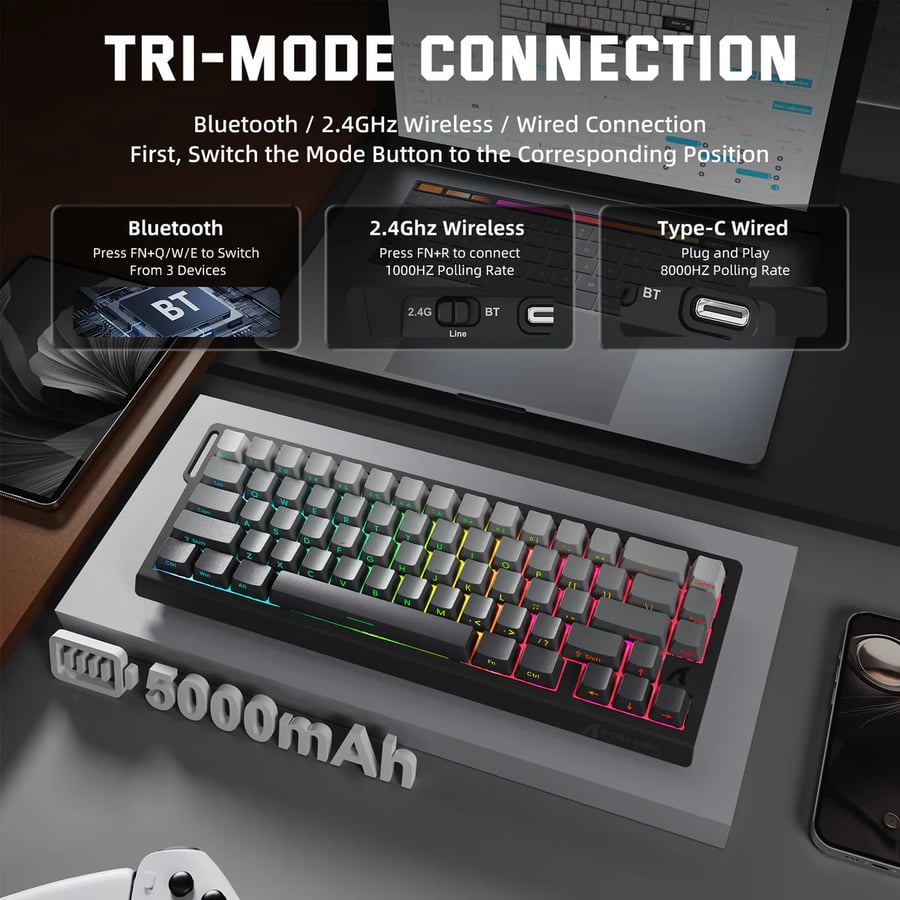 كيبورد - ATTACK SHARK X68PRO HE Wireless Rapid Trigger Keyboard Magnetic Switch