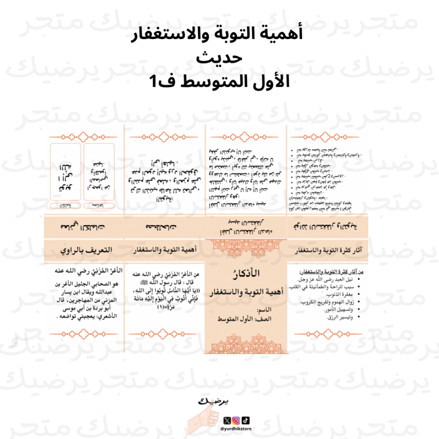 أهمية التوبة والاستغفار حديث الأول المتوسط ف1
