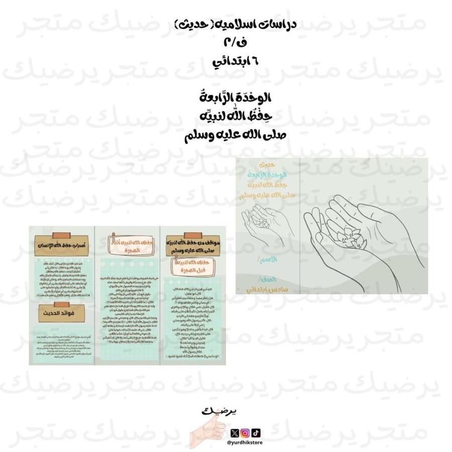 حِفْظُ اللّٰه لنبيِّه صلى الله عليه وسلم ( حديث) ٦ ابتدائي  الوحْدَة الرَّابعةُ