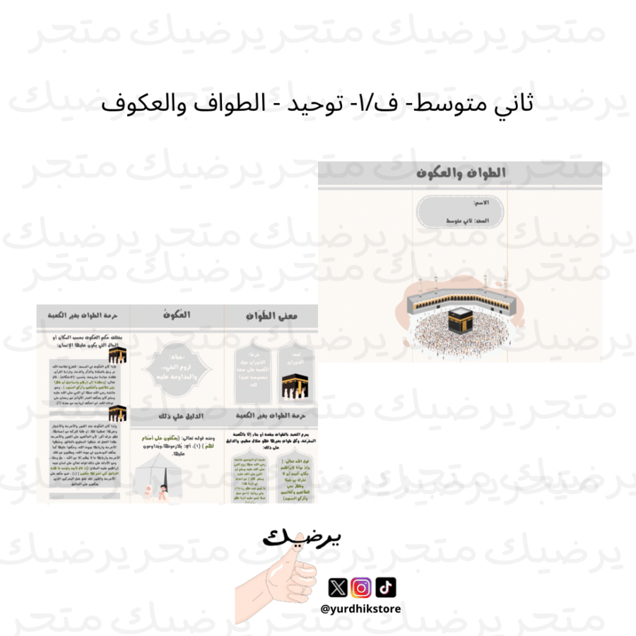 ثاني متوسط- ف/١- توحيد - الطواف والعكوف