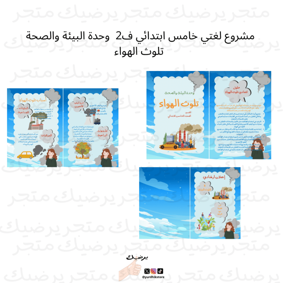 مشروع لغتي خامس ابتدائي ف2  وحدة البيئة والصحة  تلوث الهواء