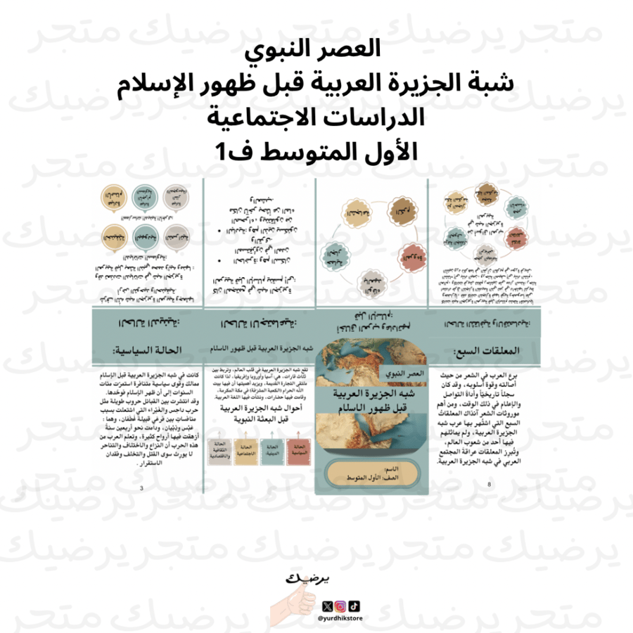 العصر النبوي شبة الجزيرة العربية قبل ظهور الإسلام الدراسات الاجتماعية الأول المتوسط ف1