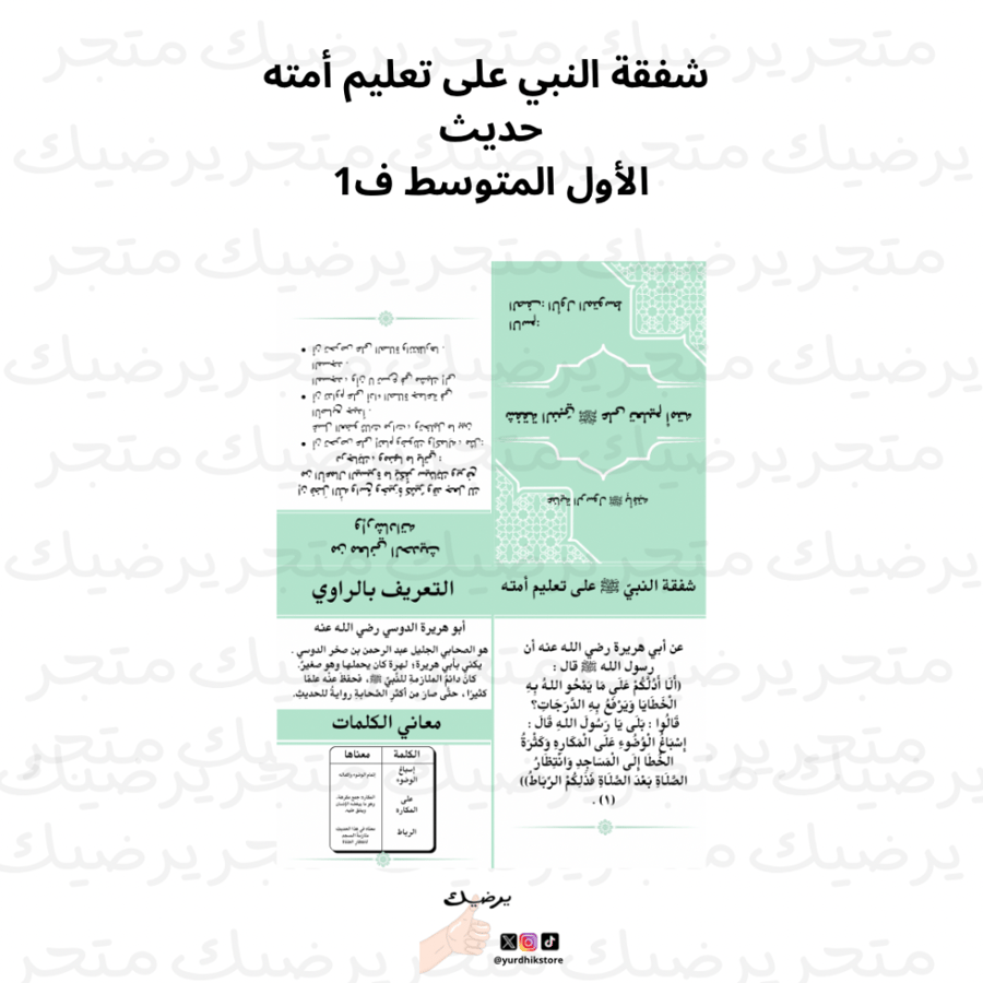شفقة النبي على تعليم أمته حديث الأول المتوسط ف1