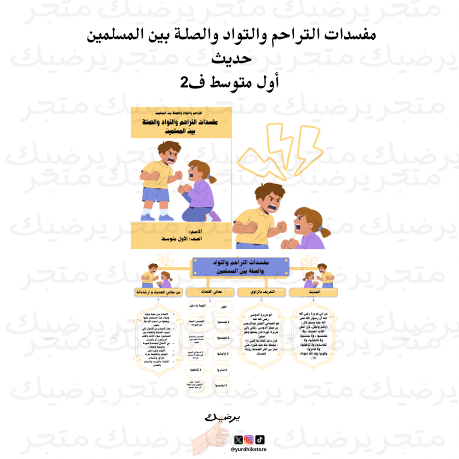 مفسدات التراحم والتواد والصلة بين المسلمين حديث أول متوسط ف2