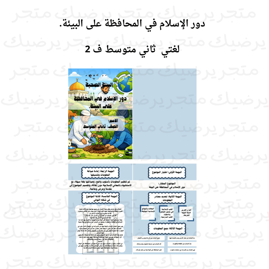 دور الاسلام في المحافظة على البيئة لغتي ثاني متوسط ف2