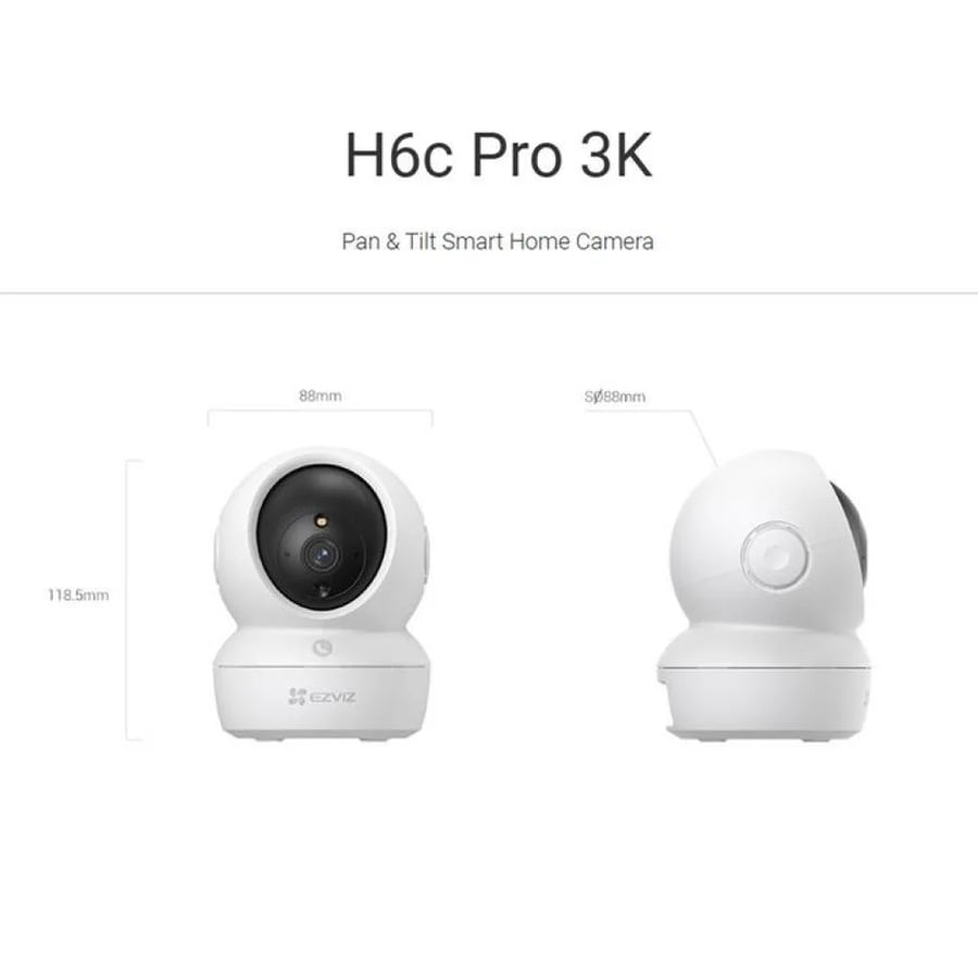 كاميرا EZVIZ H6c Pro 3K Wi-Fi ذكية متحركة بدقة 3K – موديل CS-H6c-R105-1J5WF