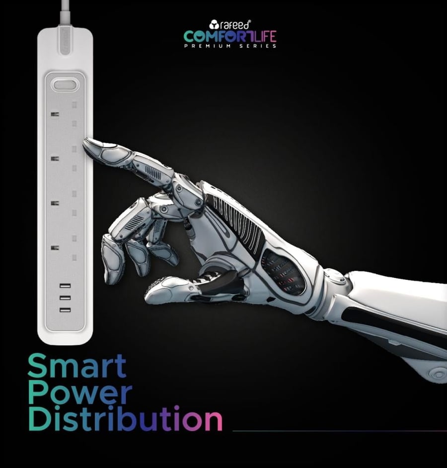مقابس تمديد طاقة رباعية / 3 منافذ USB  متر 3