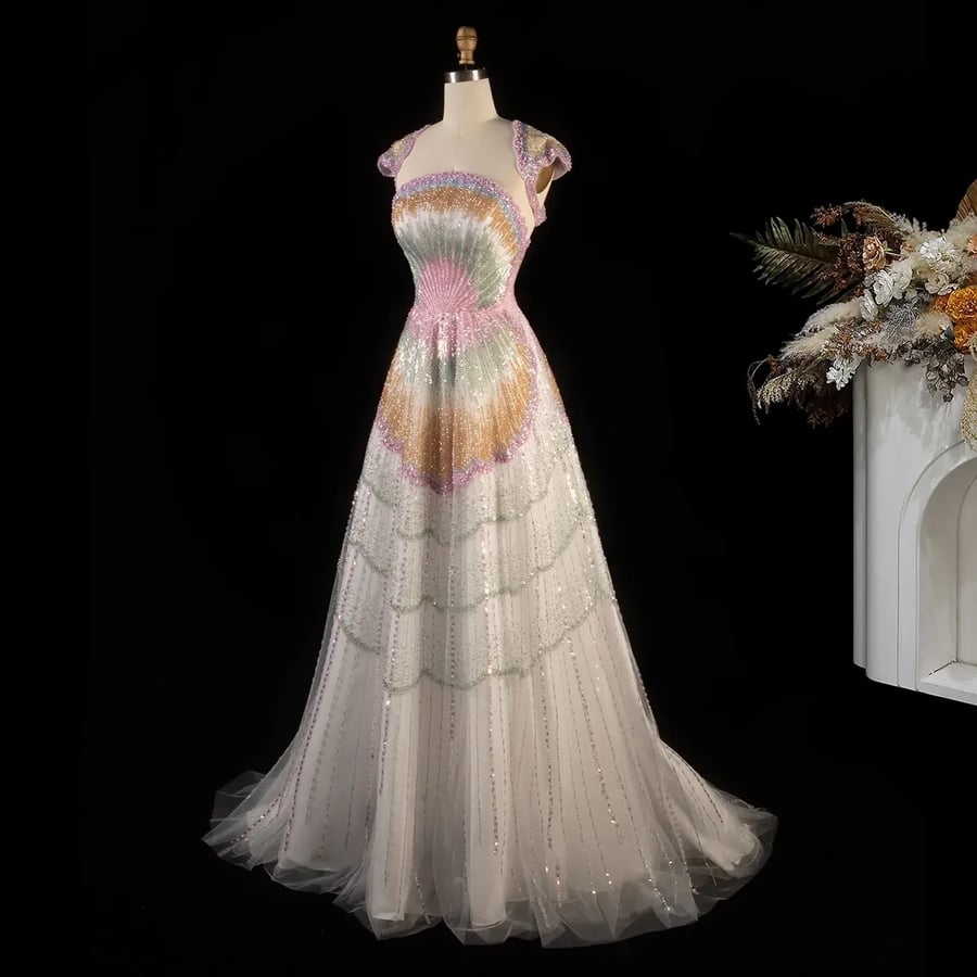 Pastel Embellished Gown MS226