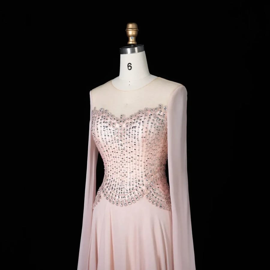 Blush Crystal Cape Gown MS128