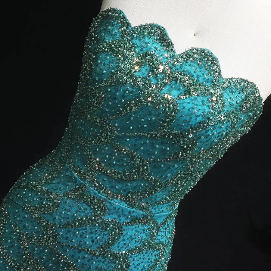 Sequin Peacock Mermaid Gown MS233