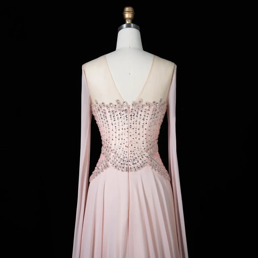 Blush Crystal Cape Gown MS128