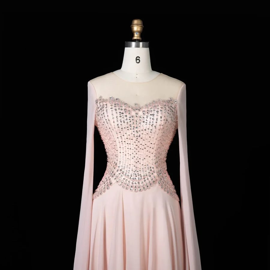 Blush Crystal Cape Gown MS128