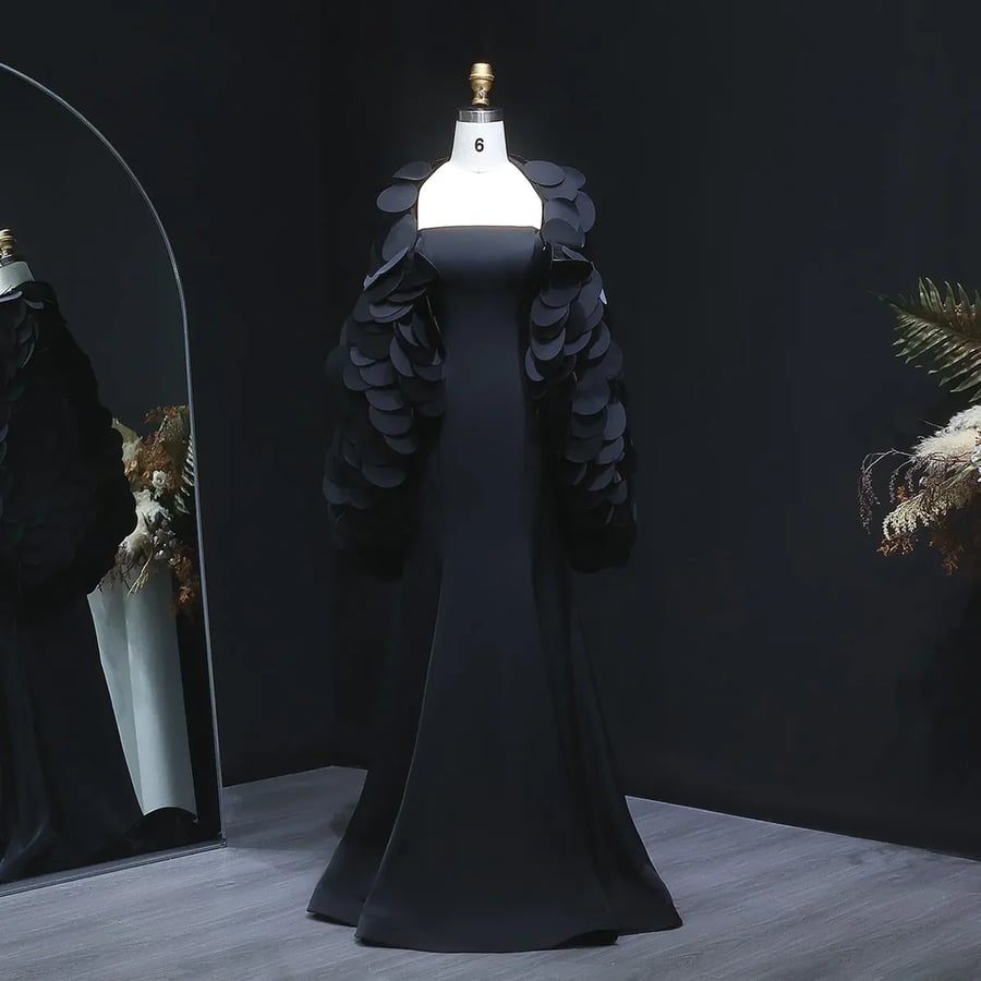 Black Scalloped Mermaid Gown MS230