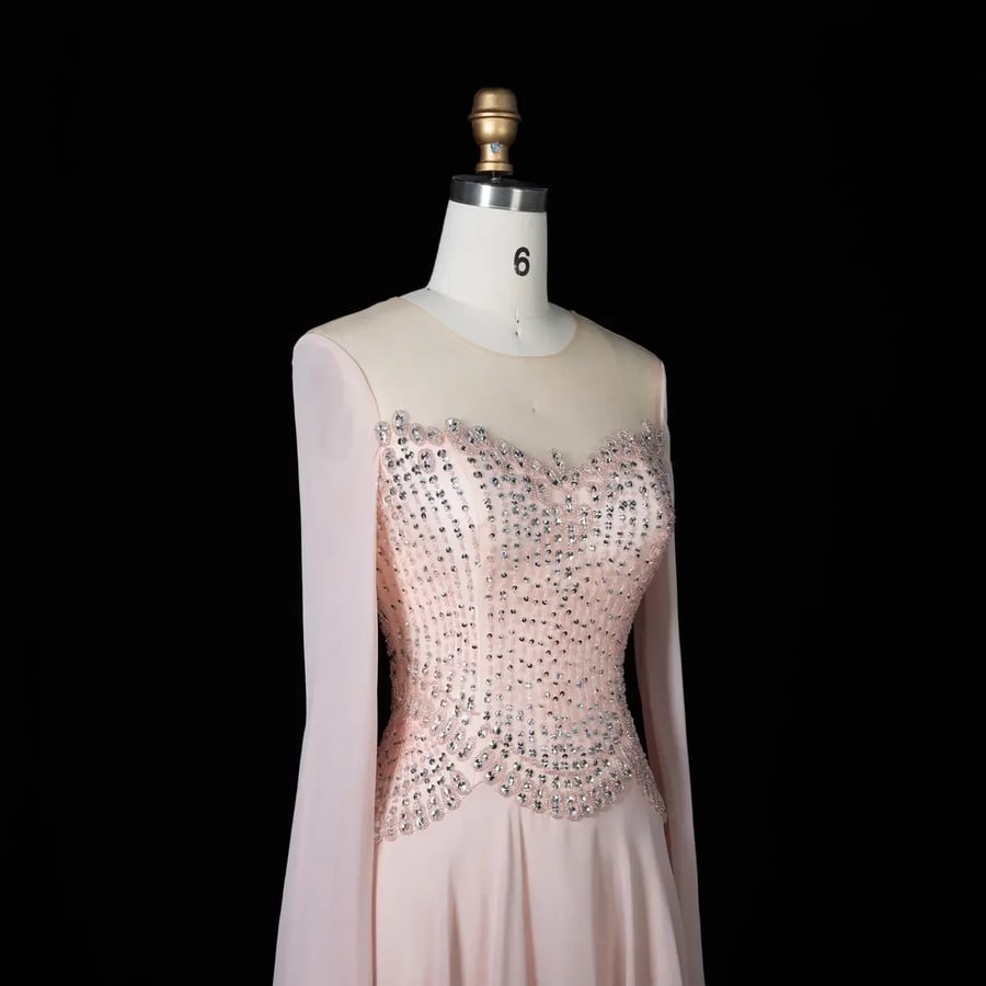 Blush Crystal Cape Gown MS128