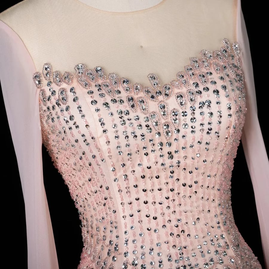 Blush Crystal Cape Gown MS128