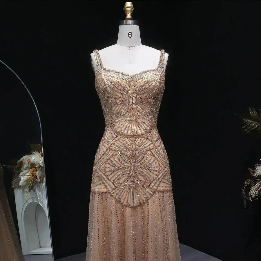 Crystal Embellished Nude Gown MS213