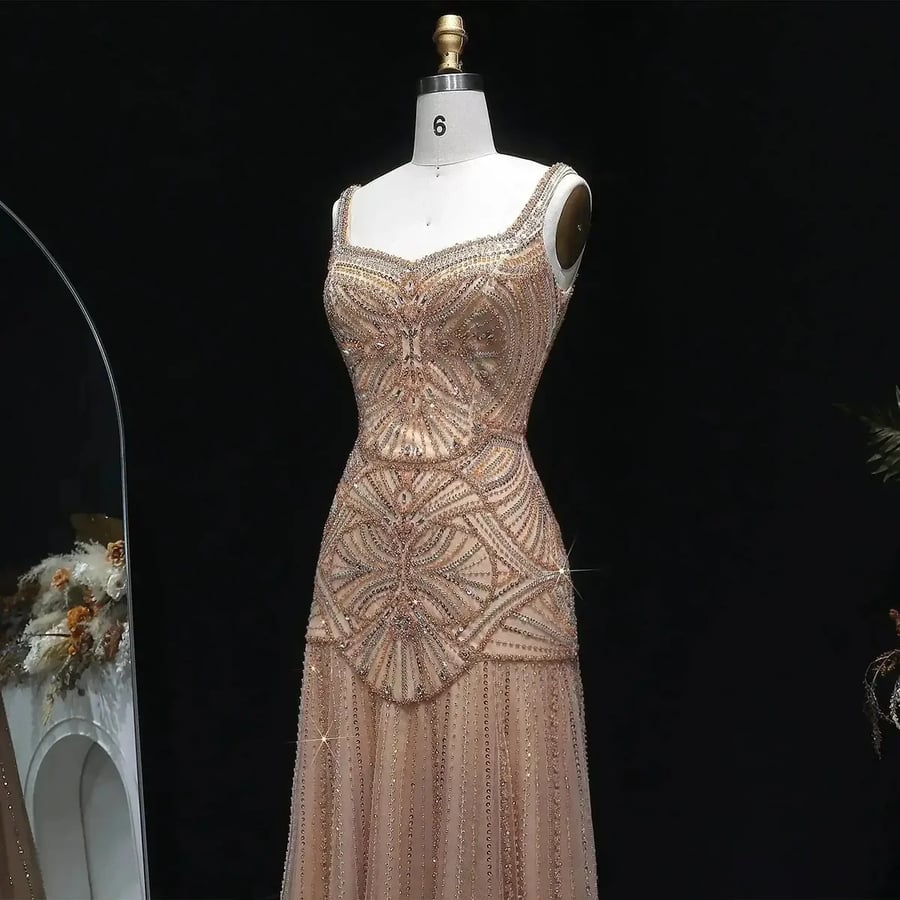 Crystal Embellished Nude Gown MS213