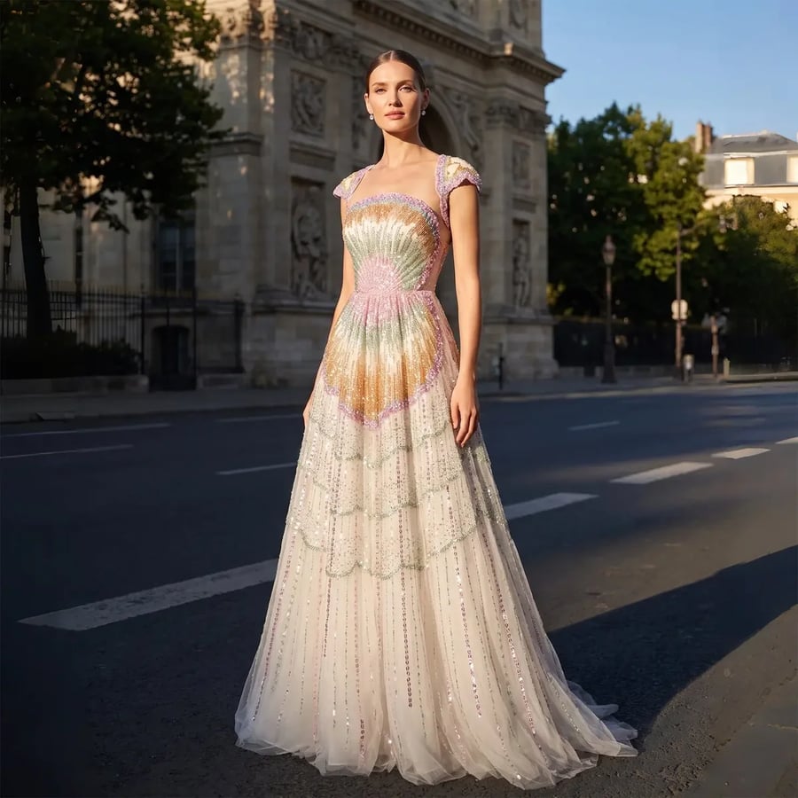 Pastel Embellished Gown MS226