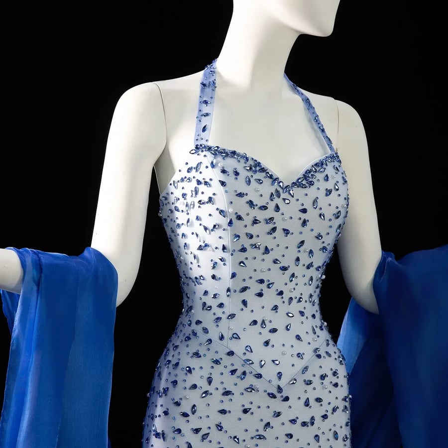 Blue Crystal Halter Gown MS214