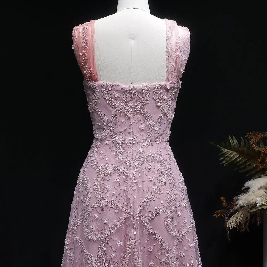 Pink Embellished Halter Gown MS220