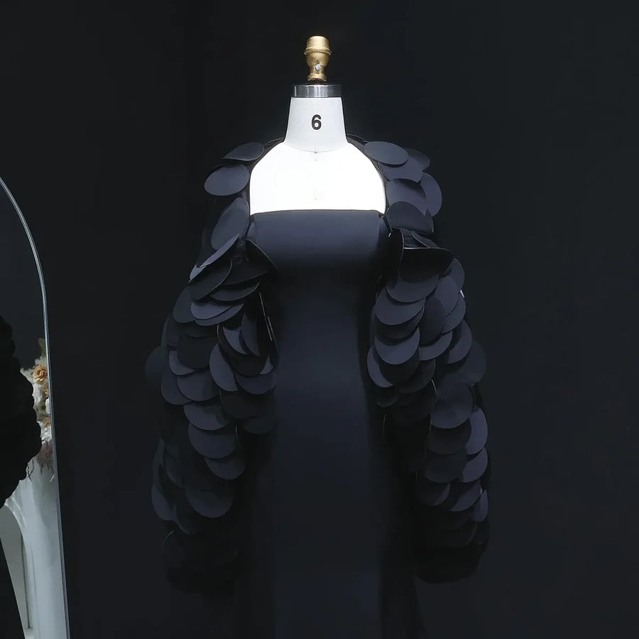 Black Scalloped Mermaid Gown MS230