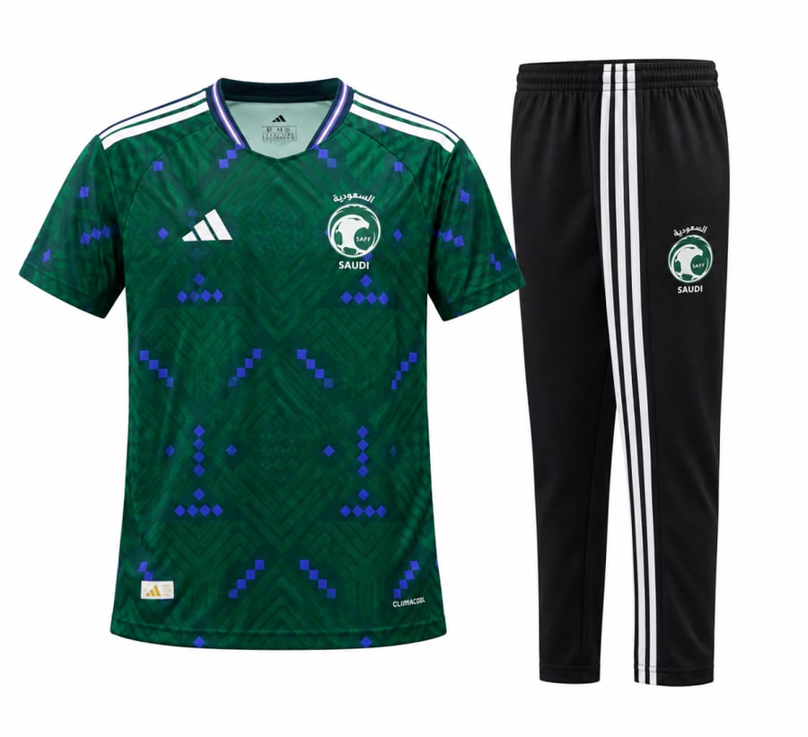 طقم المنتخب السعودي – تيشيرت مع سروال طويل طقم رياضي أنيق مستوحى من هو