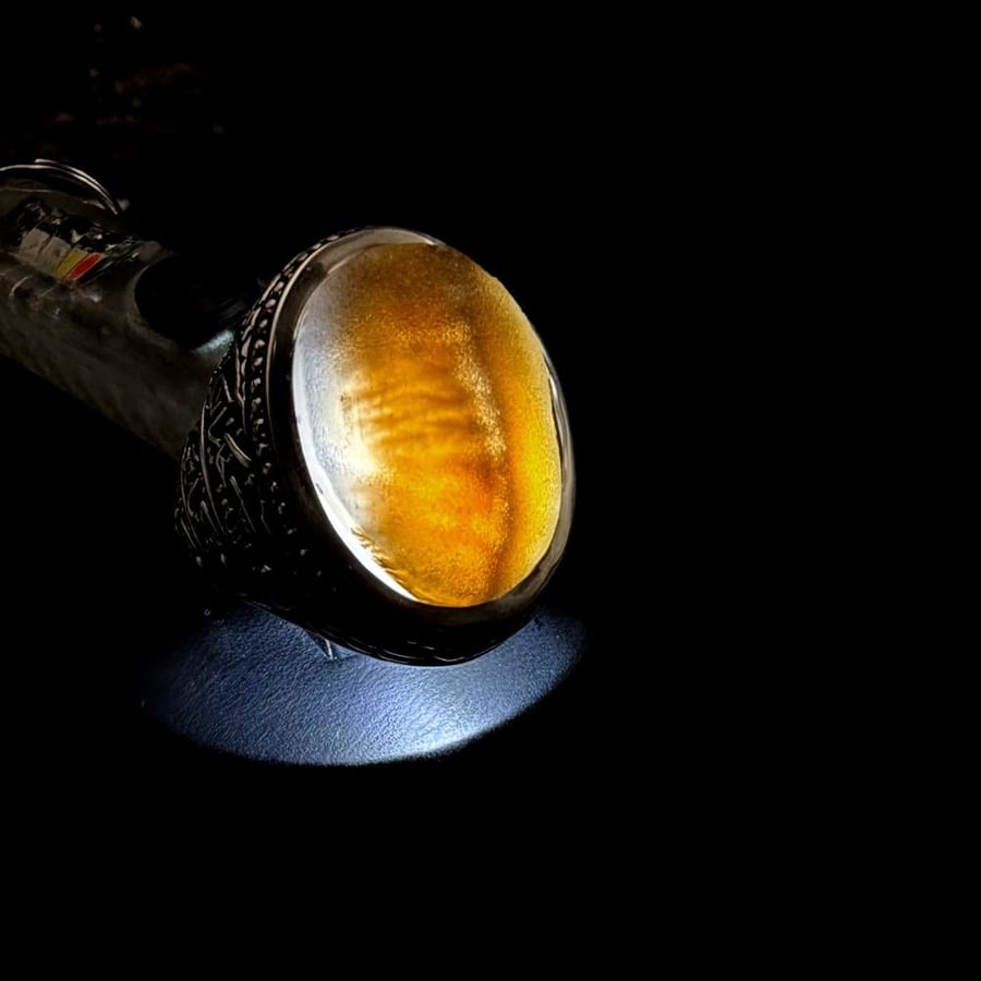 Yemeni agate tree-shaped crystal - from rare pieces - crafted by Aref.. silver 990.. size (US 10).. length of the stone (22.5).. width of the stone (16.5)