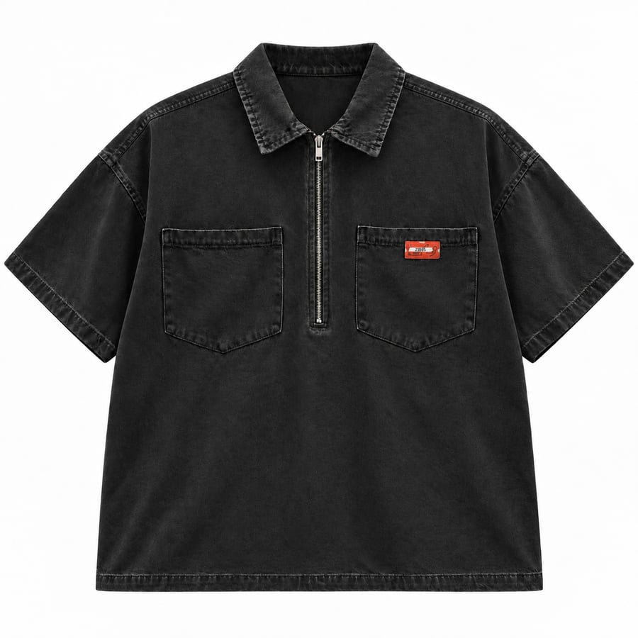 VINTAGE ZIP DENIM SHIRT - 13846