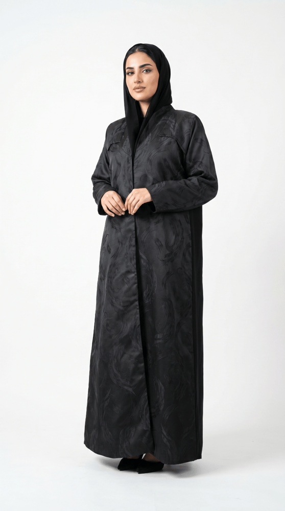 A blazer jacket with luxurious Indian embroidery on the entire abaya