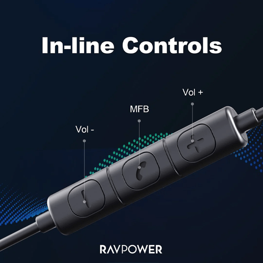 Rav Power Type C Earphone - Black