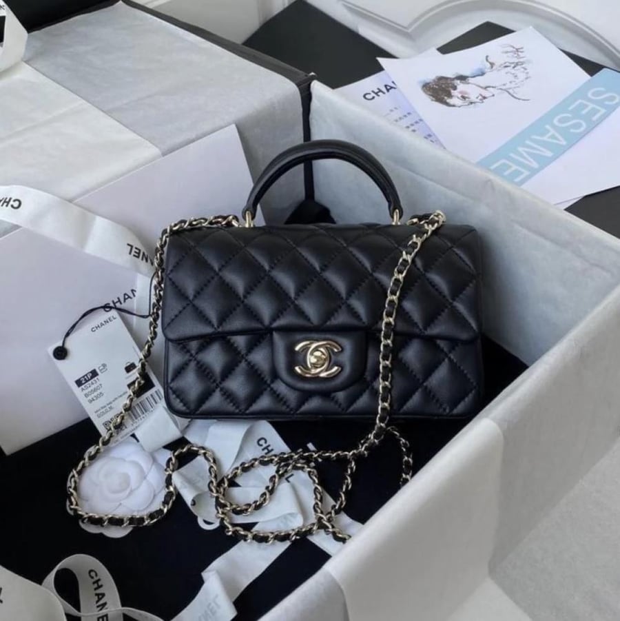 شانيل ‏top handle mini rectangular flap bag ميني