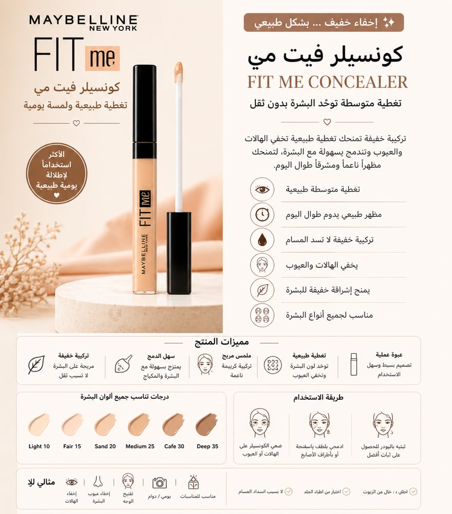 كونسيلر فيت مي Maybelline – تغطية طبيعية ولمسة يومية