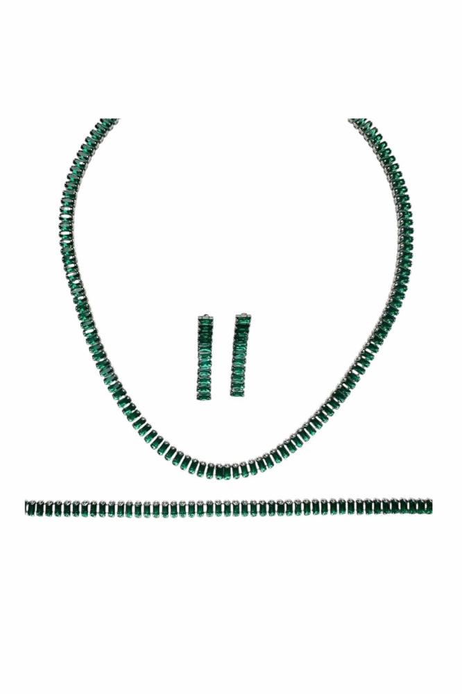 طقم دمعة من الألماس - سلسال - سوار - أقراط