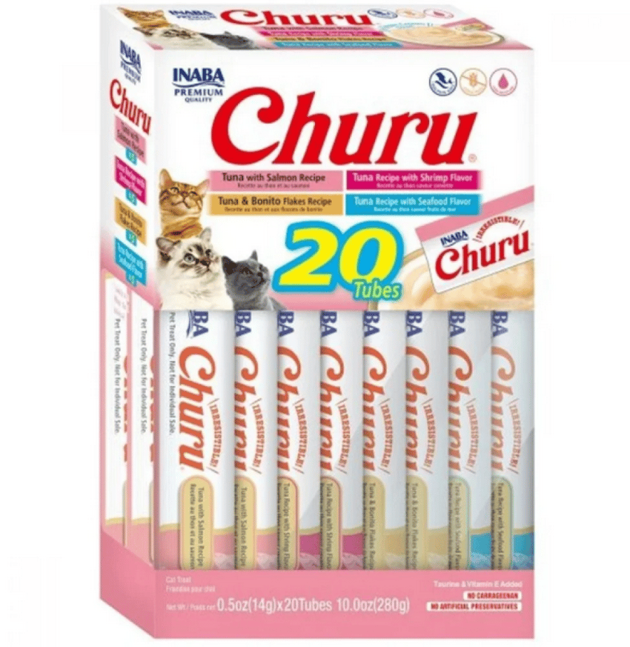 Carton of 20 reward envelopes Inaba Churo with seafood mix flavor
