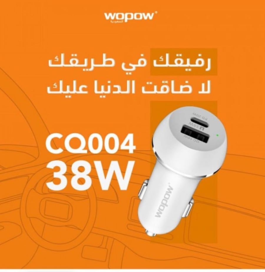 Car charger head with two 38 W ports