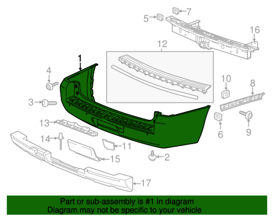 Rear collision Tahoe short chassis with sensor opening 2015_2020