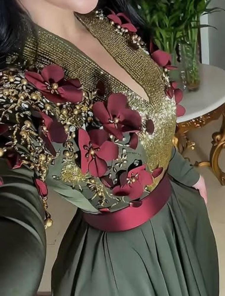 فستان سهره باربي تطريزيدوي ورد بارز فاخر من Miar Fashion