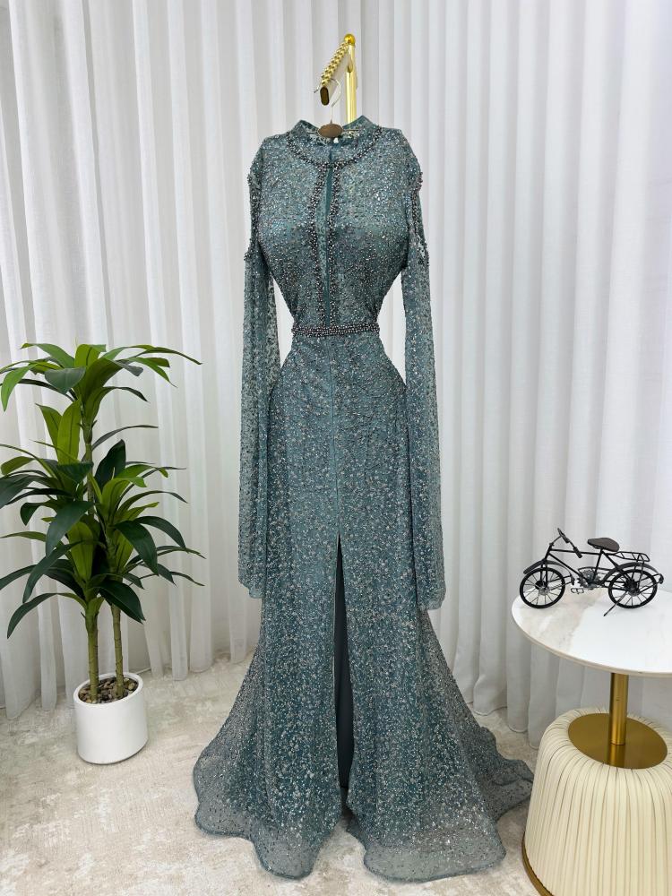 فستان سهره رااقي تطريز يدوي خرز كرستال / Mair Fashion