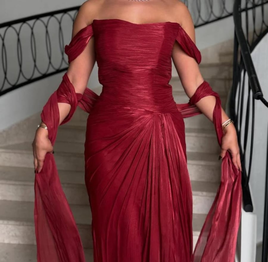 فستان سهرة كرنكل بطانه باربي فاخره من miar fashion