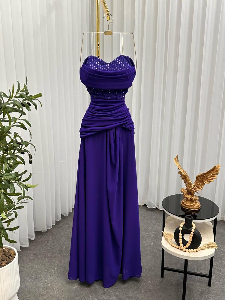 فستان نيلي شيفون جورجيت /Mair Fashion