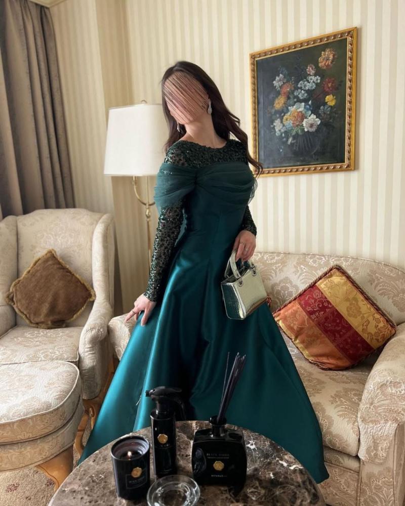 فستان زيتي ميكادو راقي تل ناعم وجميل / Mair Fashion